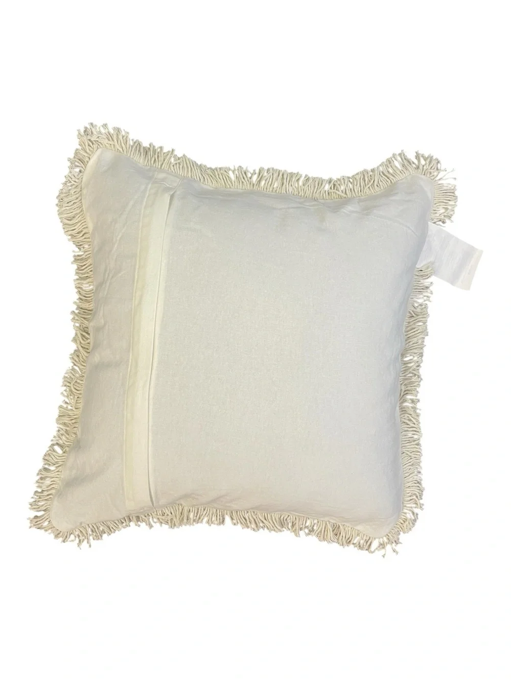 Thro home Marlo Lorenz 20x20” Ivory Terry Tufted Cotton Slub Fringe Pillow Cover